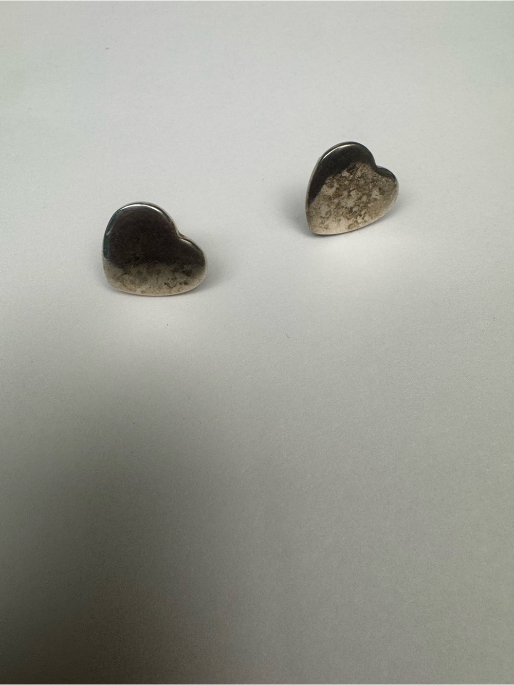925 Sterling Silver Heart Stud Earrings Butterfly Closure, No Stone